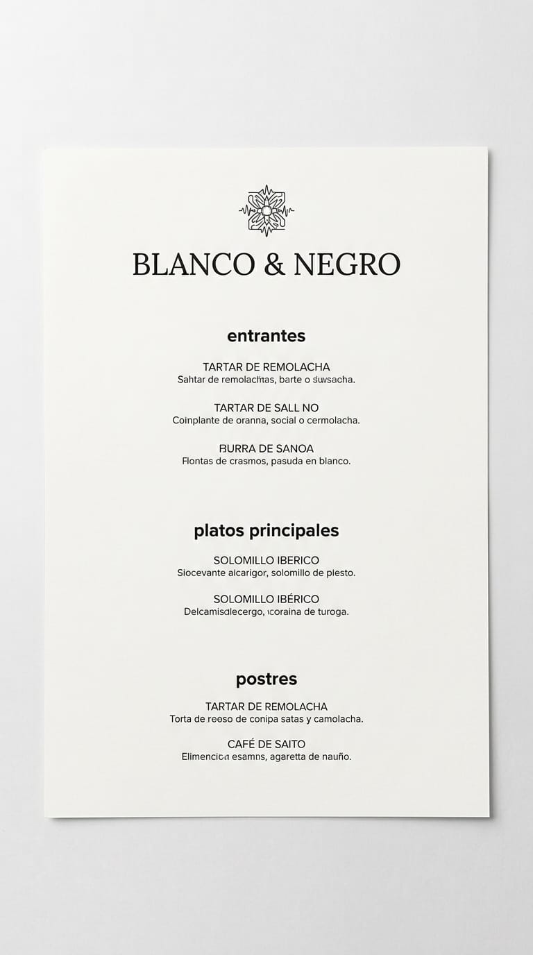 Blanco & Negro — menú editorial
